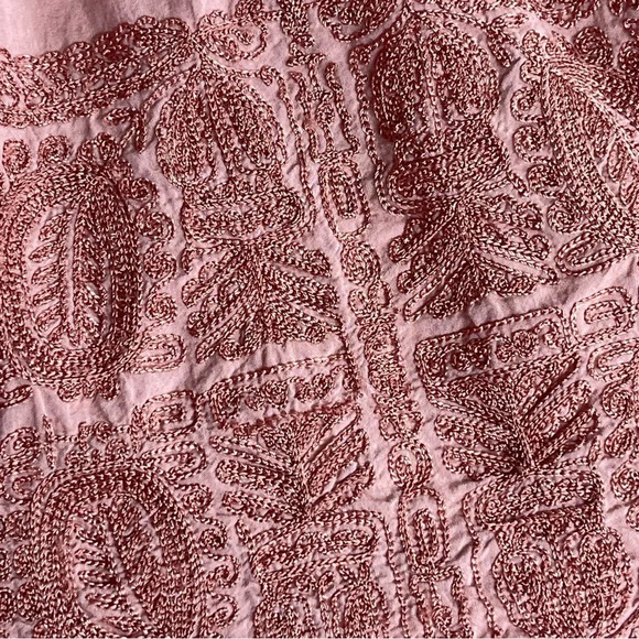 J Crew Skirt Cotton Lined Embroidered Tassels Pull On Boho dust pink Size M - Picture 8 of 8